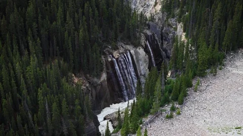 Turquoise water flowing through Johnstons Canyon, Banff National Park, Canada Stock Footage 252686964