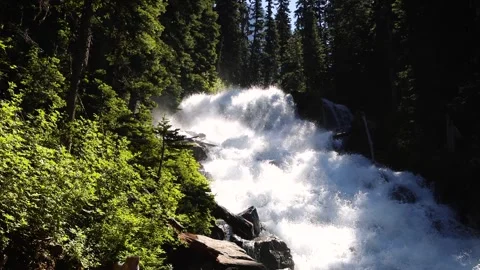 Turquoise water flowing through Johnstons Canyon, Banff National Park, Canada Stock Footage 252693372