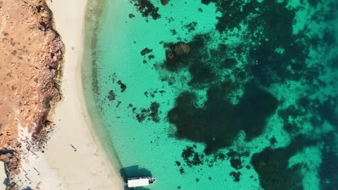 Turquoise Water Overhead Drone View Daymaniyat Islands, Oman Stock Footage 333476086