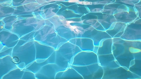 Turquoise Water Pool Surface Ripple Light Reflection Caustic Blue Summer Stock Footage 340232296