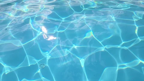 Turquoise Water Pool Surface Ripple Light Reflection Caustic Blue Summer Stock Footage 340232452