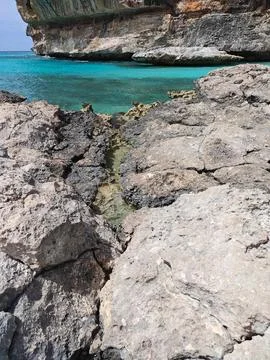 Turquoise Water Pristine and White Sand  Beach Bahia de las Aguilas DR 스톡 사진