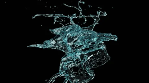 Turquoise water splash in slow motion, isolated on black (FULL HD) Video stock 51586491