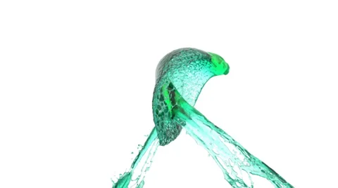 Turquoise water splashes collide in slow motion and form ball  (FULL HD) Video stock 36825349