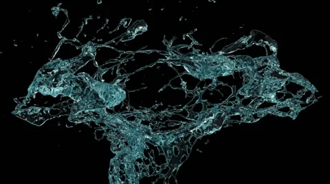 Turquoise water splashes in slow motion, isolated on black background (FULL HD) Video stock 49053312