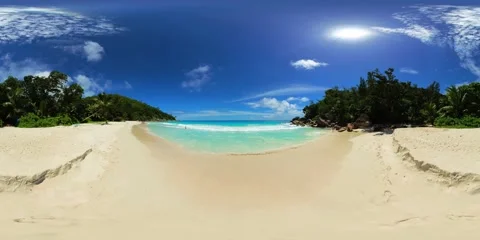 Turquoise waters and soft sand paradise. Praslin, Seychelles. Stock Footage 302773296