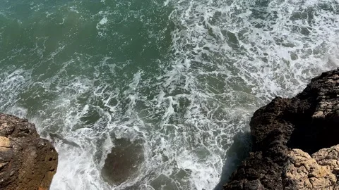 Turquoise Waves Crashing on Cliffs Stock Footage 288075922