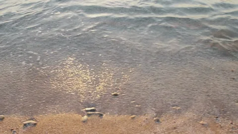 The turquoise waves of the Mediterranean Sea, spread on the Greek beach  Stock Footage 155080108