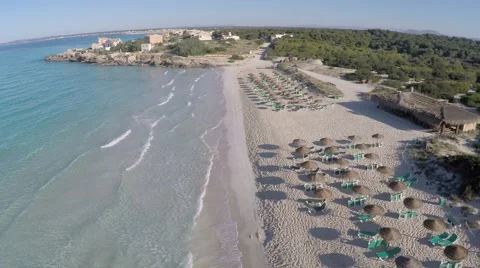 Turquoise Waves on a white sanded Beach - Aerial Flight Stock Footage 50424355