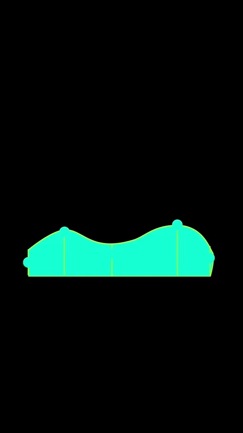 Turquoise wavy line graph with yellow outlines and blue dots on a black bac.. Stock-Footage 337459737