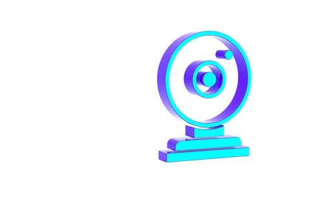 Turquoise Web camera icon isolated on white background. Chat camera. Webcam i Illustrazione stock