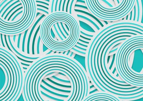 Turquoise white paper circles concept abstract geometric background 스톡 일러스트