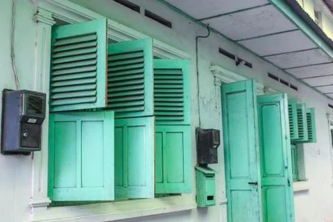 Turquoise windows Stock Photos