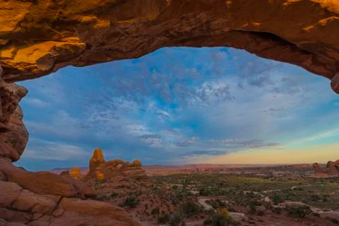 Turret arch through north window Stock Photos