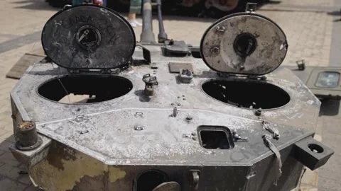 Turret of a destroyed russian BMD-4 airb... | Stock Video | Pond5