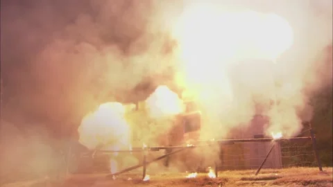 Turret explosion Stock Footage 235267389