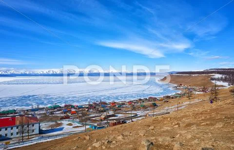 Turt village ( Khankh ) sum center on shores of Lake Hovsgol Stock Photos