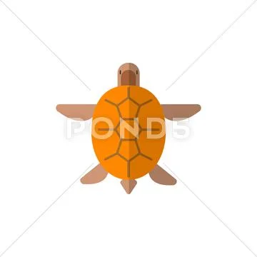 Turtle From Above Primitive Style Childish Sticker Stock Illustration
