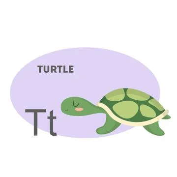 Turtle on alphabet. Ilustración de archivo