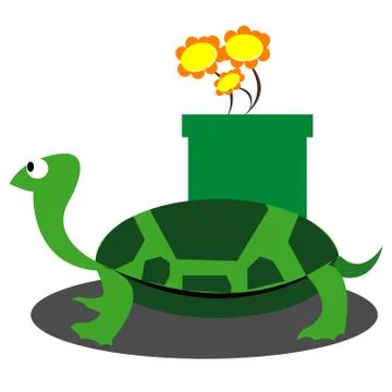 Turtle and the flower Stock Illustration