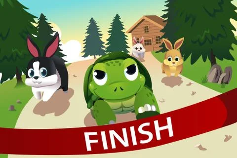 Turtle and hare racing Illustrazione stock