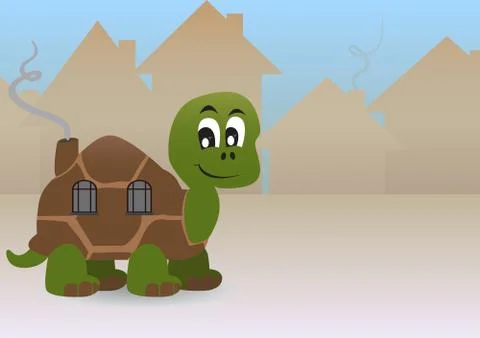 Turtle and house Stock Illustration