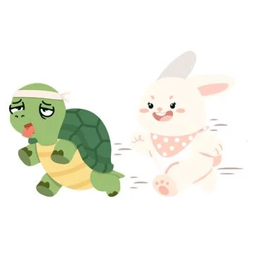 Turtle and Rabbit Racing Competition Theme Illustrazione stock