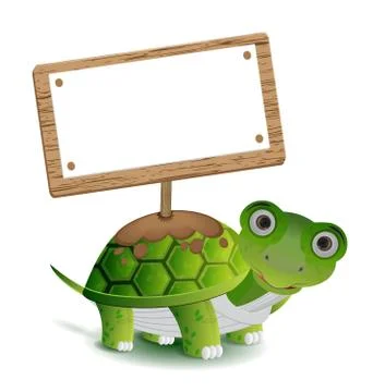 Turtle and text board Stock Illustration