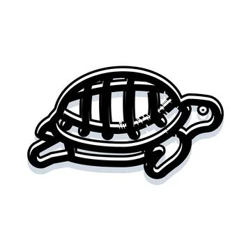 Turtle animal crawling isolated on white background Illustrazione stock