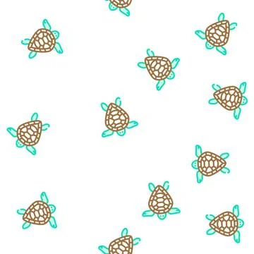 Turtle aquatic animal vector seamless pattern 스톡 일러스트