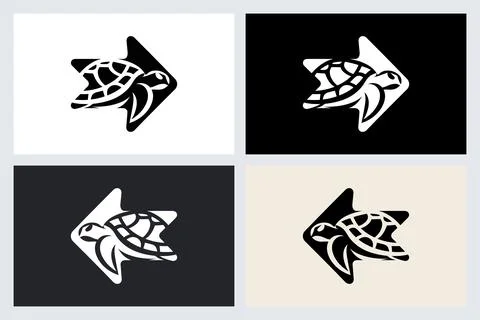 Turtle Arrow Logo Icon Set Illustration