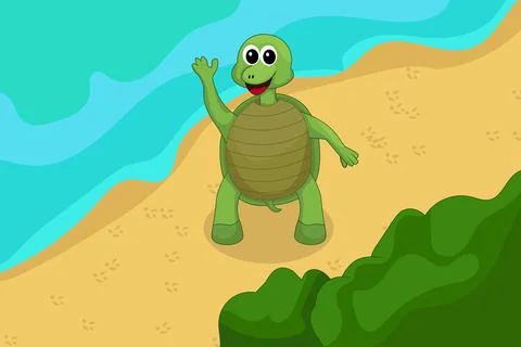 Turtle on the beach Stock Illustration