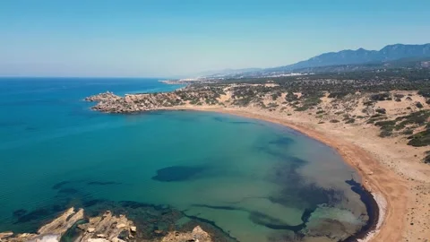 Turtle beaches in Cyprus. Beach on the Black Sea. Wild beach. Holidays on sea. Stock Footage 276294853