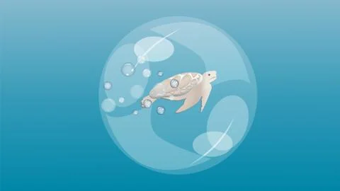 Turtle in a bubble underwater Illustration