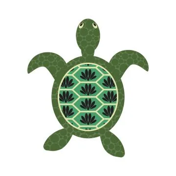 Turtle cartoon vector with decorated tortoiseshell. Illustrazione stock