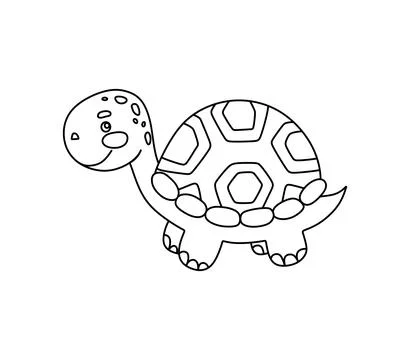 Turtle Character Black and White Vector Illustration Coloring Book for Kids Stock Illustration