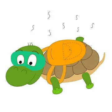 Turtle character vector cartoon illustration. Turtle jumping with a parachute Illustrazione stock