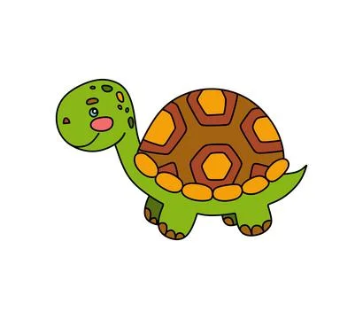 Turtle character Vector color doodle illustration isolated on white Stock Illustration