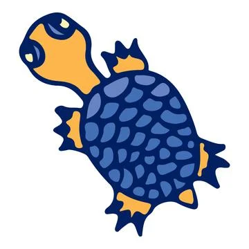 Turtle Colored Doodle Sketch Isolated Object. Vector Illustration on White Ba Stock Illustration