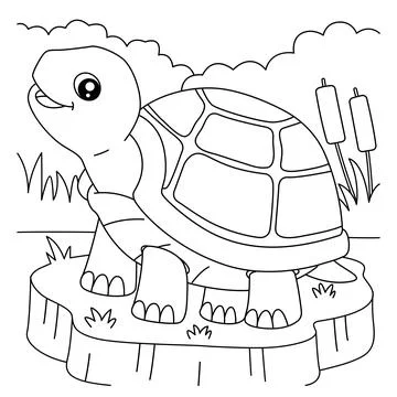 Turtle Coloring Page for Kids Stockillustratie