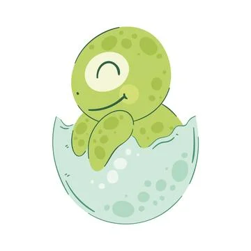 Turtle coming out of its egg Stock Illustration