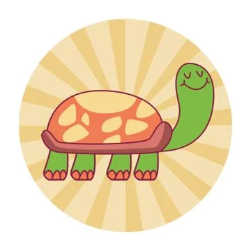 Turtle cute cartoon round icon Stock Illustration