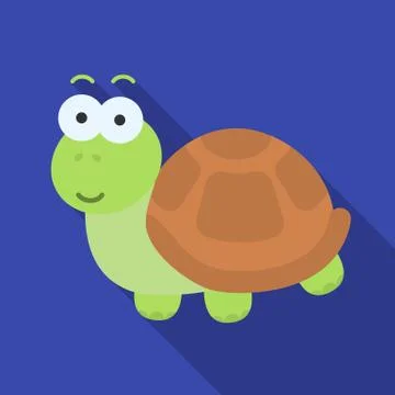 Turtle flat icon. Illustration for web and mobile design. Illustrazione stock