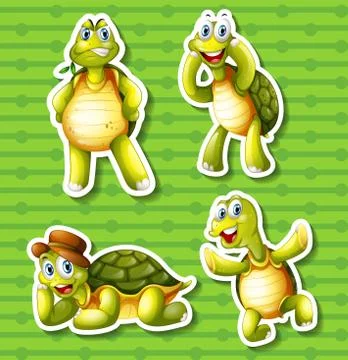 Turtle in four different poses 스톡 일러스트