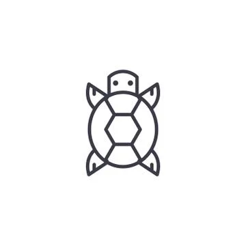 Turtle front view vector line icon, sign, illustration on background, editable Illustrazione stock