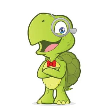 Turtle geek with folded hands Stock Illustration