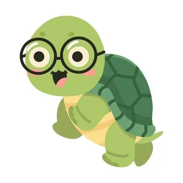 Turtle with glasses character for school learning and education mascot theme Stock Illustration