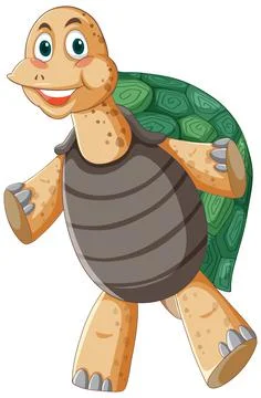 Turtle with green shell cartoon character Stock Illustration