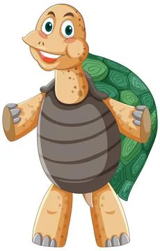 Turtle with green shell in cartoon style Stock Illustration