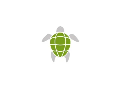 Turtle with green shell swimming for logo Stock Illustration